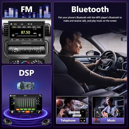 Single Din Car Stereo,7 inch Flip Out Screen Car Player, Single Din Slide Out