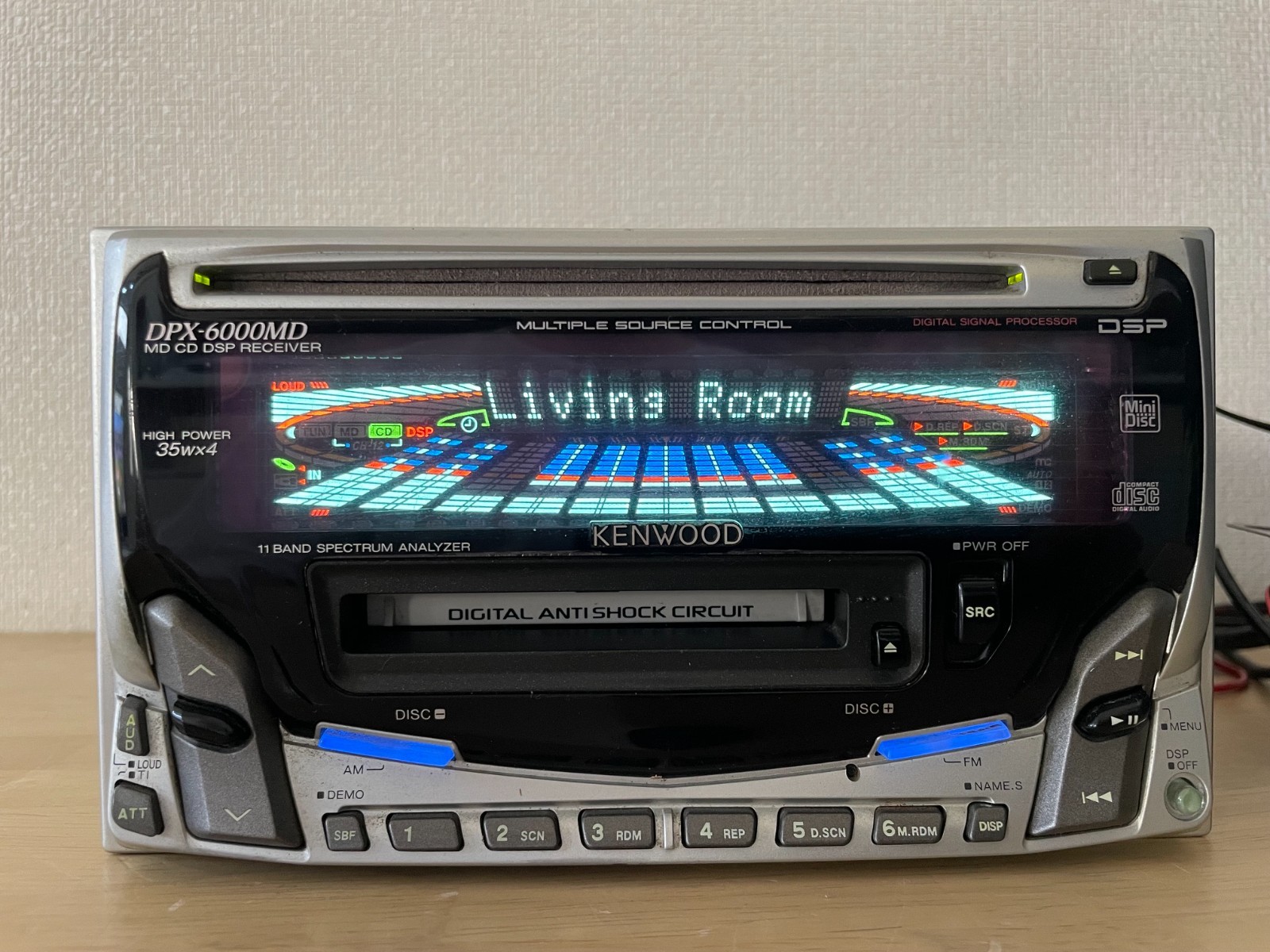 Kenwood DPX-6000MD 2DIN Car Audio CD MD Bluetooth Player Tested Working