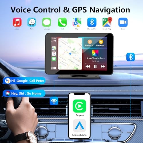 Carplay Screen for Car, 7” Wireless CarPlay & Android Auto- Upgrade Portable