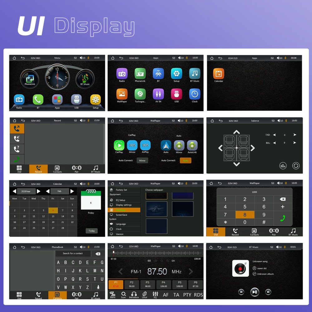 5″ Single 1Din Car Stereo Radio USB BT Wireless Android auto Carplay BT + Camera