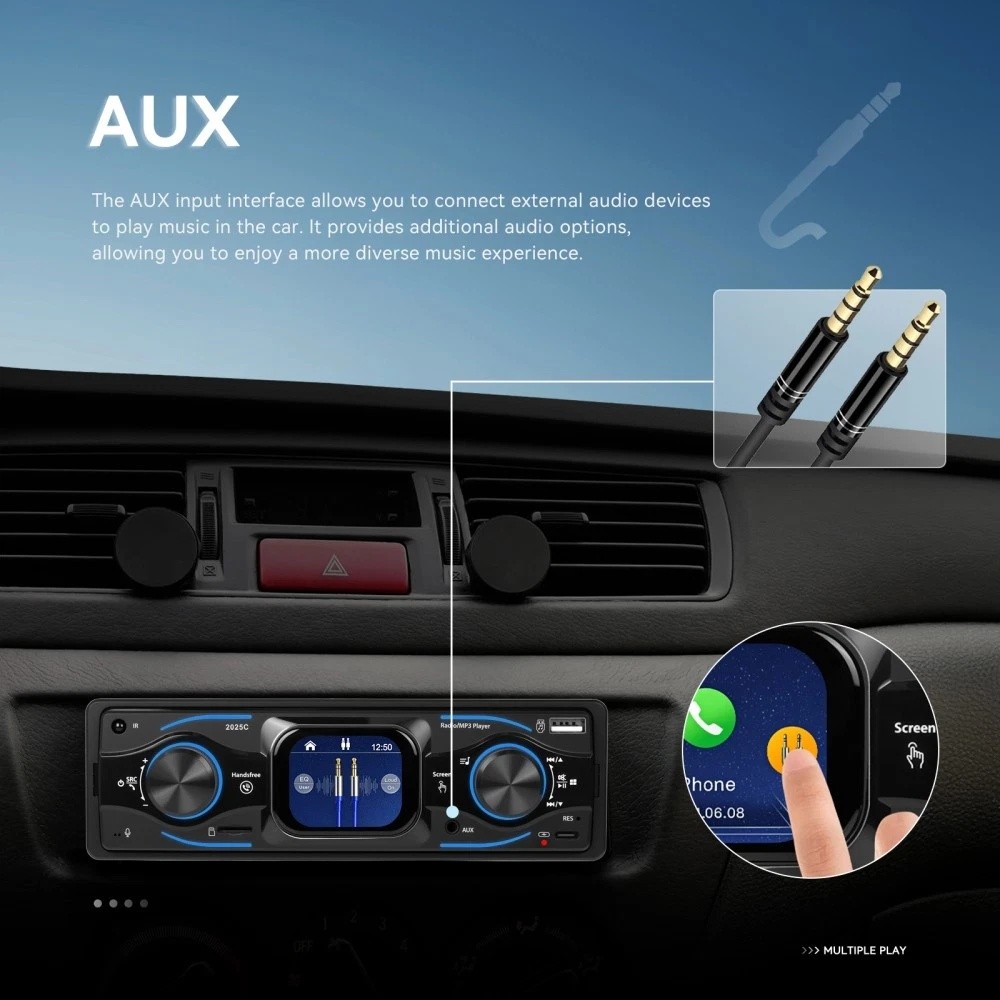2.17 inch 1 DIN Car Stereo Radio Touch Screen Bluetooth FM MP3 Player TF USB AUX