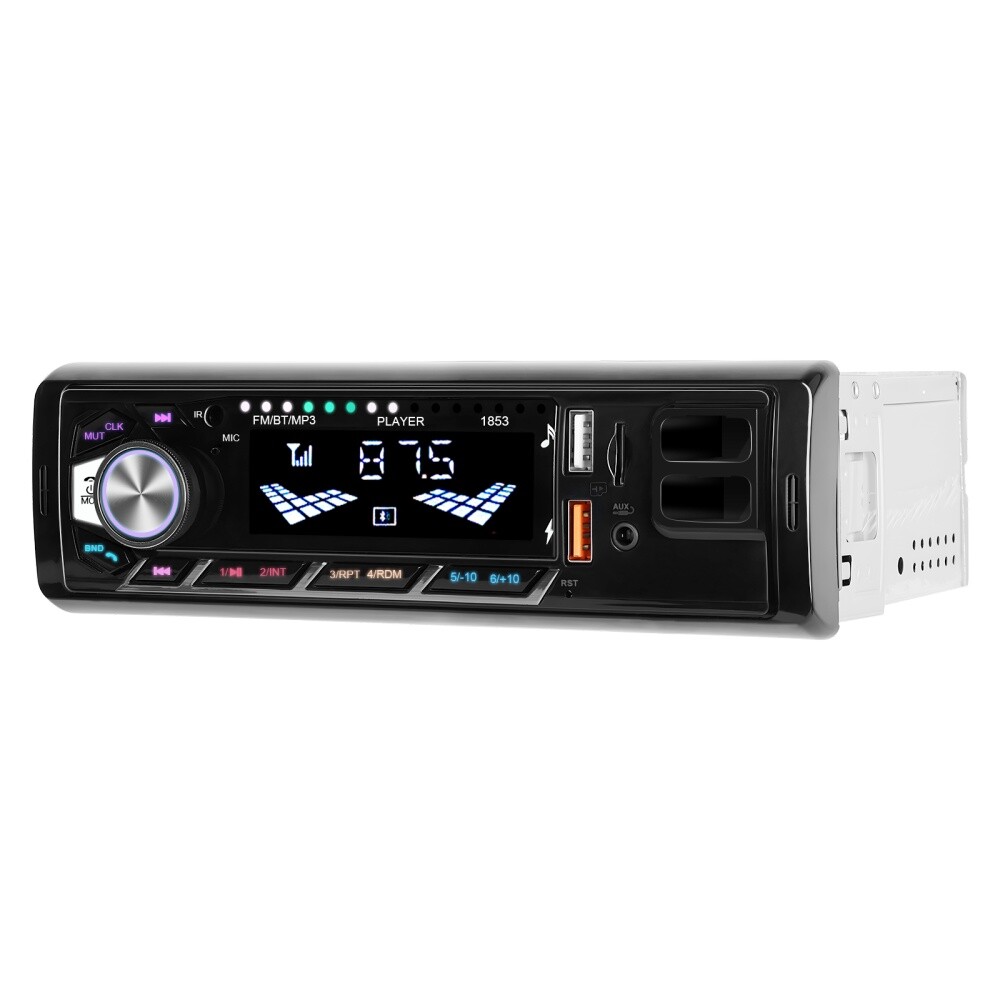 Single 1DIN Car Radio Stereo In-dash FM/USB/AUX/TF Bluetooth Audio +Phone Holder
