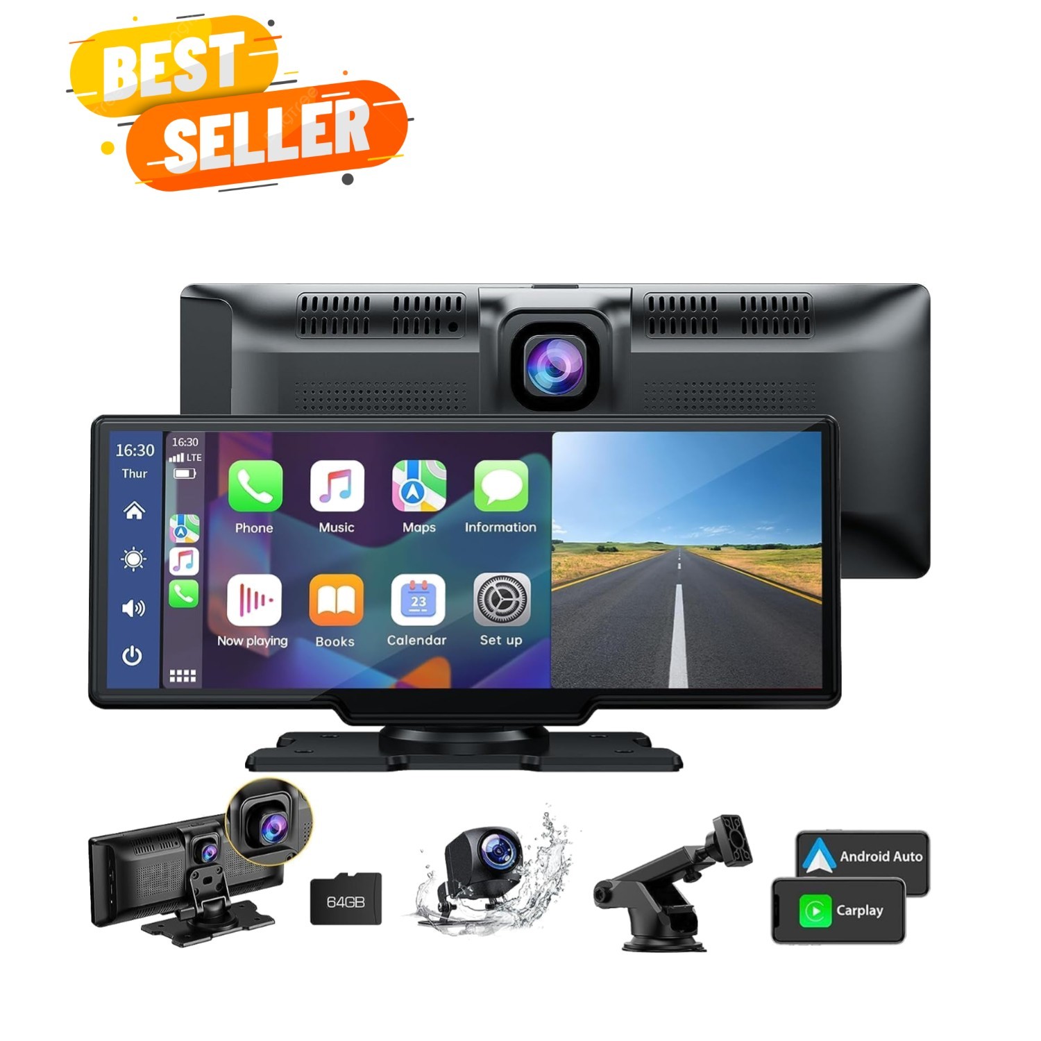 Versatile 9.26-Inch Touchscreen GPS with 2.5K Dash Cam & Wireless Carplay