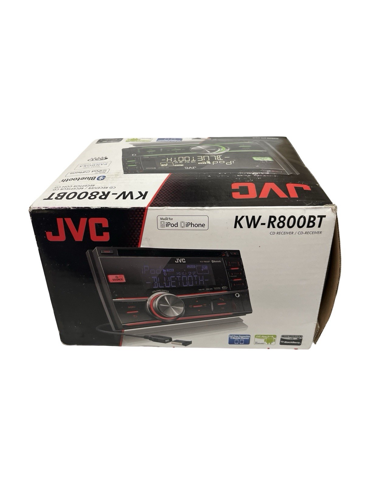 JVC KW-R800BT Double DIN CD Receiver Bluetooth USB Car Stereo New Open Box
