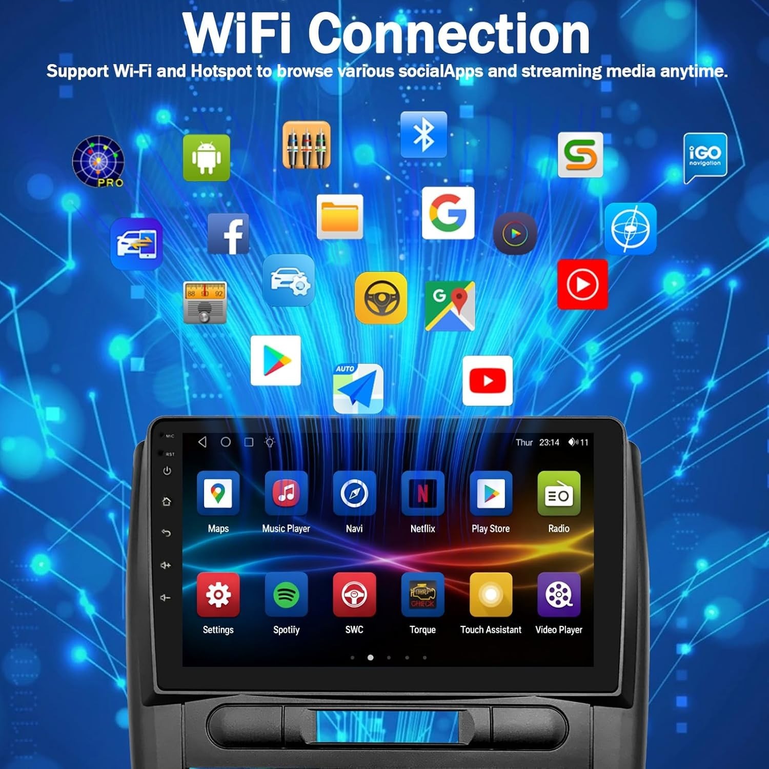 9″ 8Core 4+64G Android Auto Carplay for Chevrolet Cobalt 2005-2010; Free Camera