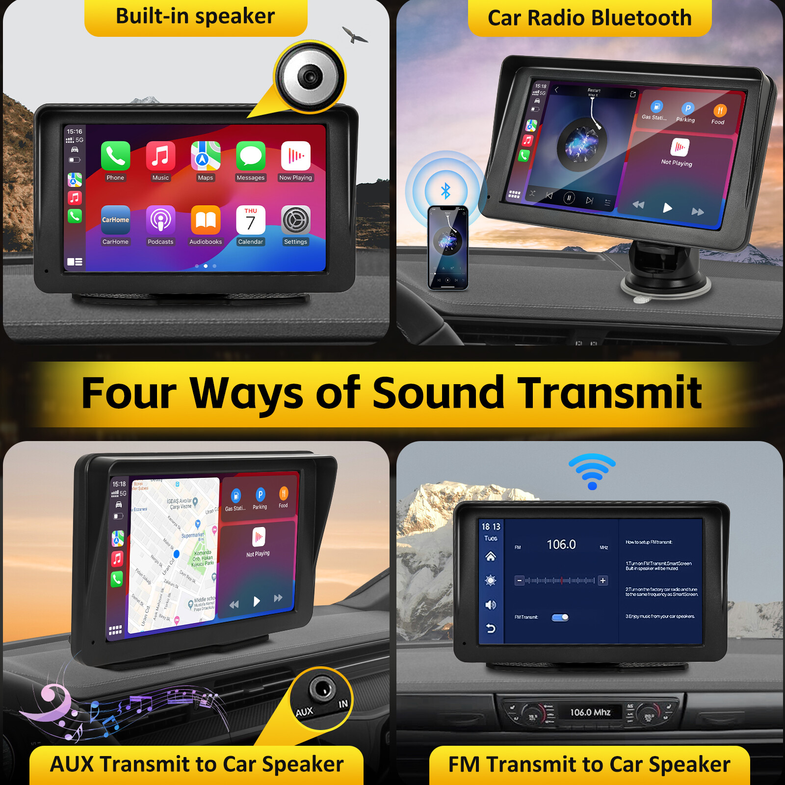 7″ Car Radio wireless Stereo Touch Screen Carplay Android For Honda Pilot 17-24
