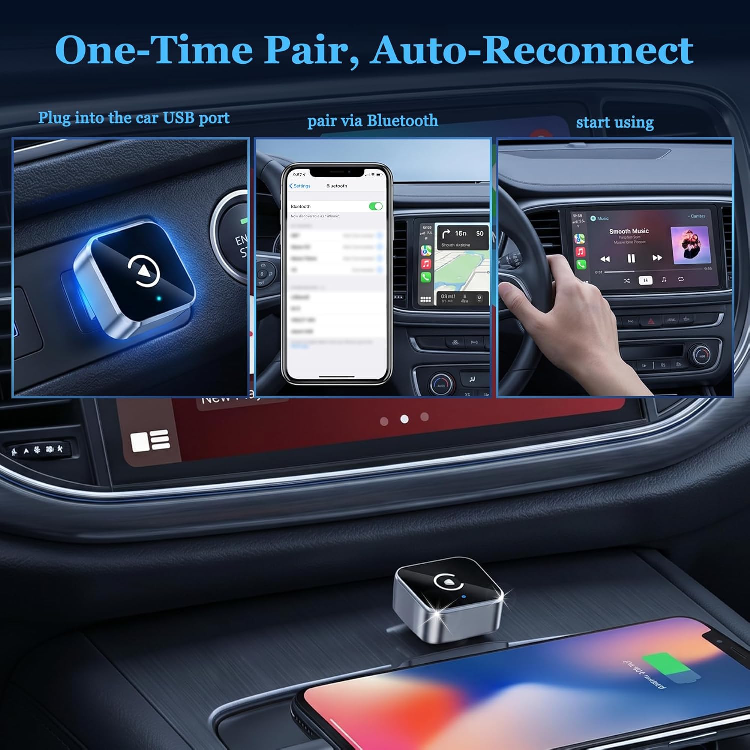 2026 Upgraded Wireless CarPlay & Android Auto Adapter, Fast Connection, Universa
