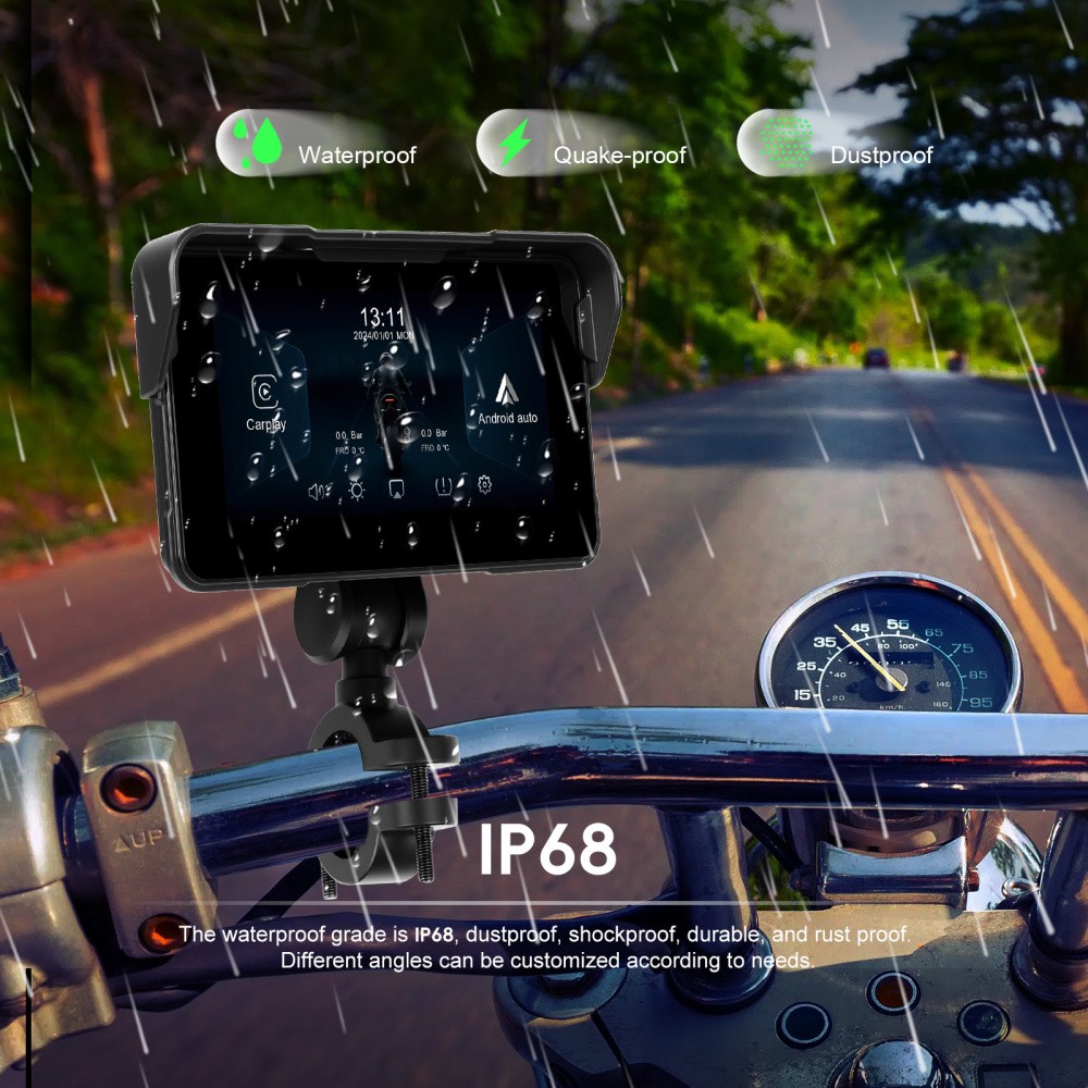 5″ Motorcycle Portable Wireless Apple Carplay Android Auto Waterproof Car Stereo