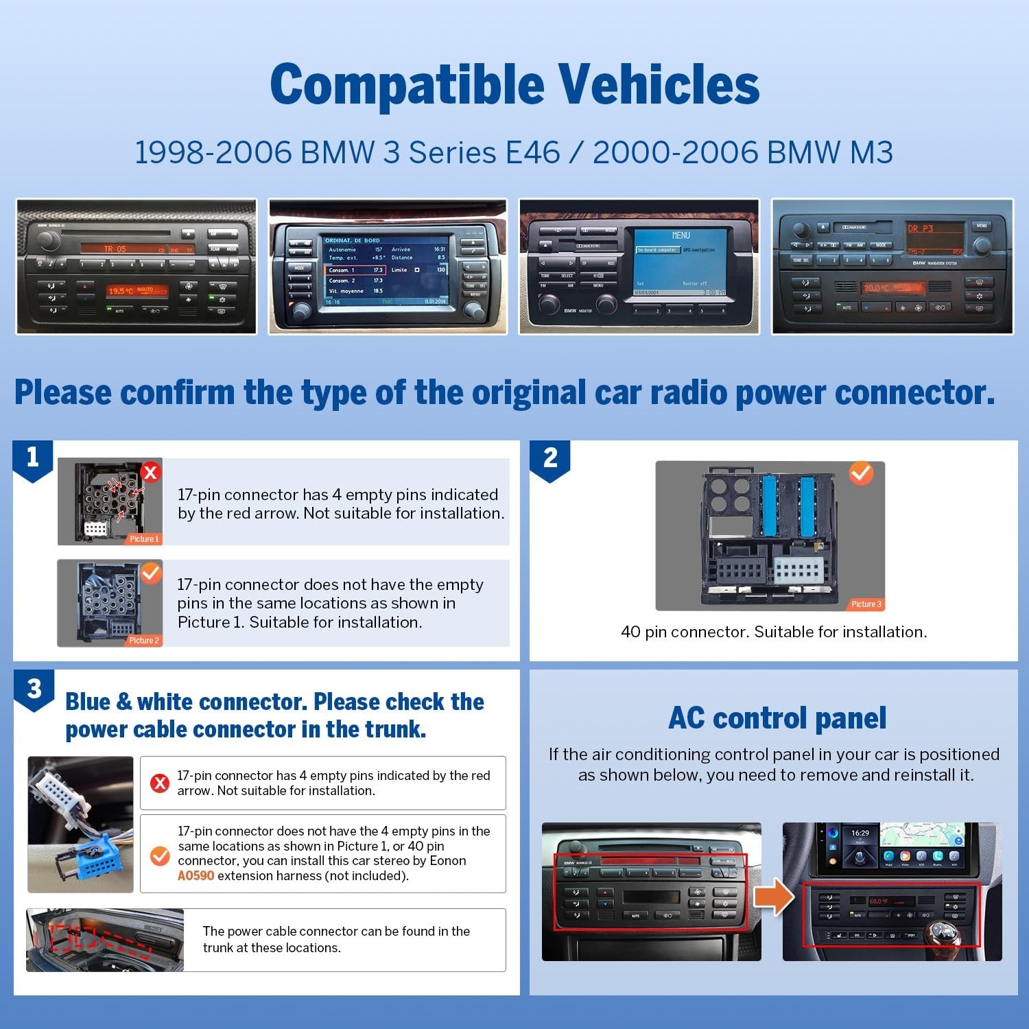 Eonon Car Stereo 4+64GB for BMW 3 Series 325i 330i M3 (E46) 1998-2006, Androi…