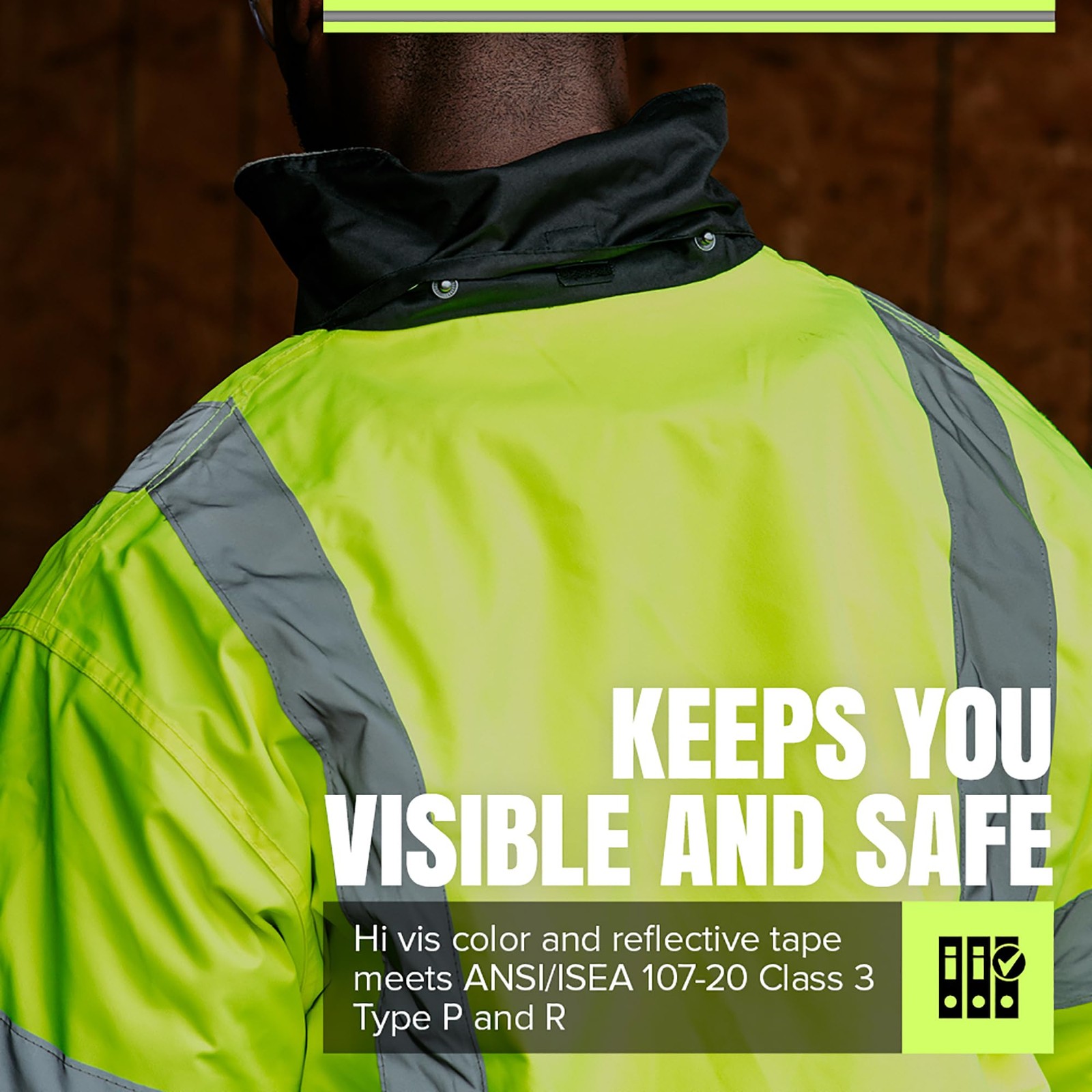 Pioneer Hi Vis Safety Bomber for Men – Waterproof, Reflective ANSI Class 3 Winte