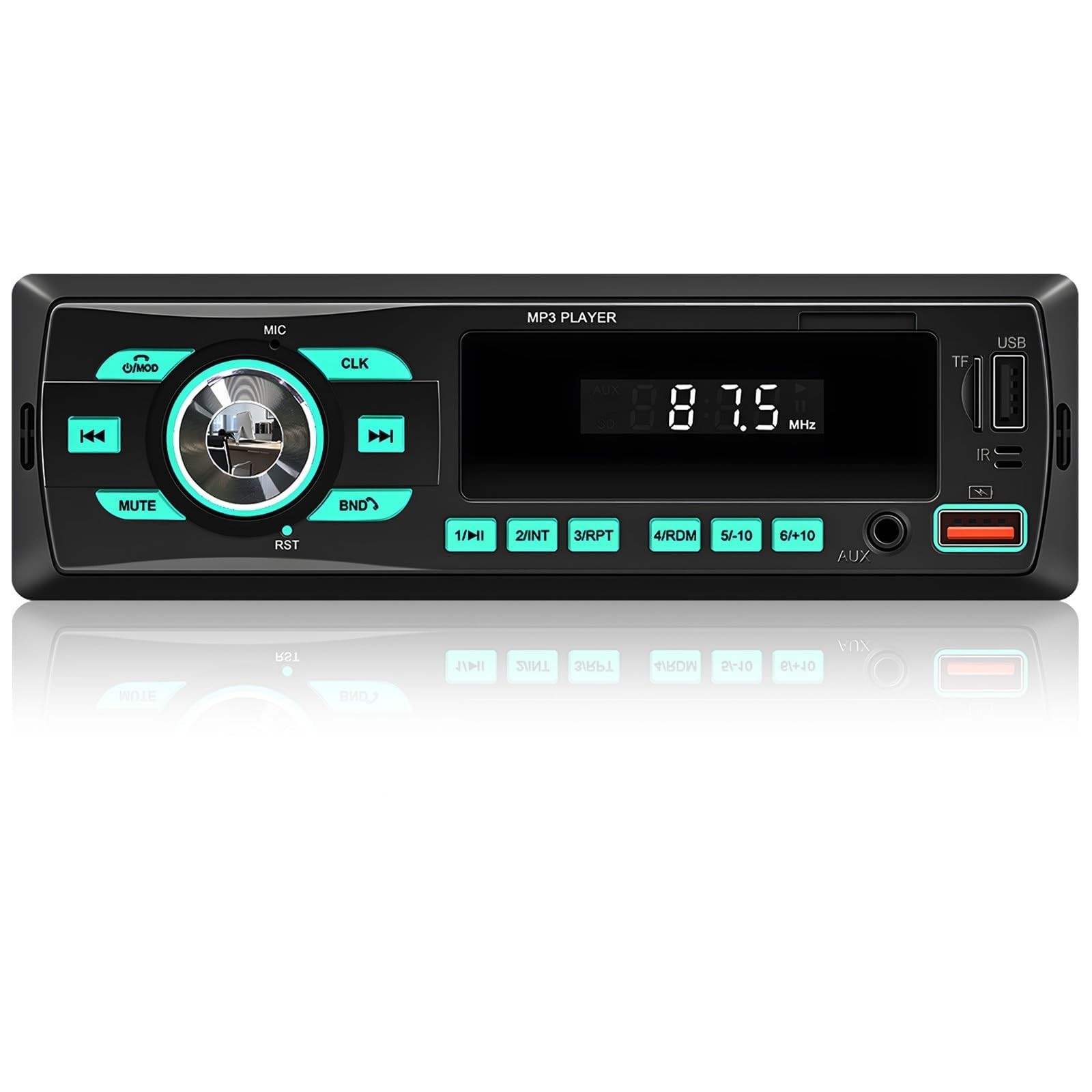 Bluetooth Car Stereo Single DIN – Dual USB, FM/MP3/SD/AUX, EQ, Quick Charge