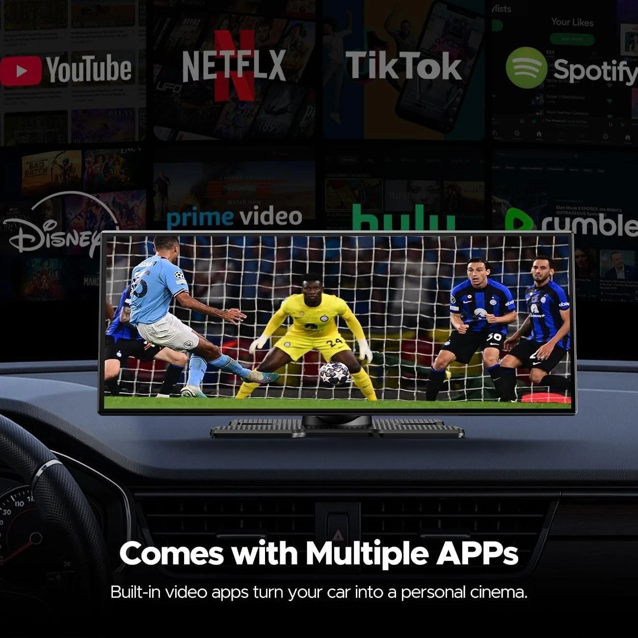 Volam 3 in1 11.26″ Wireless CarPlay AI Screen w/ Net-flix YouTube Backup Camera