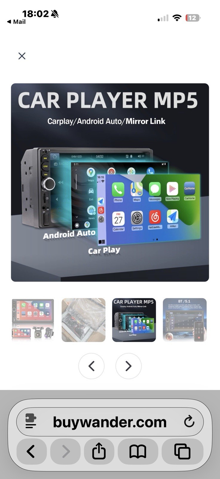 2 DIN MP5 Car Player Touchscreen Bluetooth 5.1 Apple CarPlay USB Input- NEW!