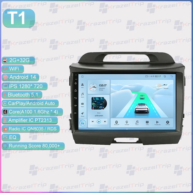 6+64GB Car Radio Stereo For Kia Sportage 2011-2015 Android 13 CarPlay GPS Navi