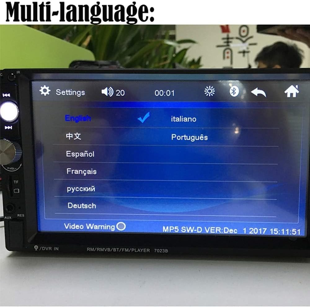 Advanced Double Din Stereo with 7” Touchscreen, Backup Camera & Music Playback