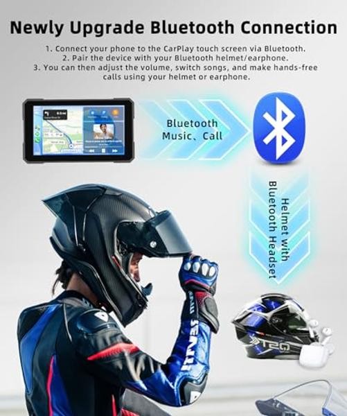 Motorcycle Carplay GPS Navigation System, Wireless Carplay Android Auto, with