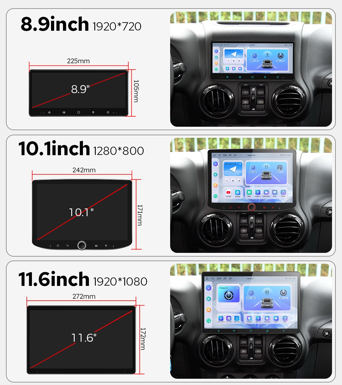 Android 12 Big Screen For Jeep Wrangler JK Dodge Ram Chrysler Car Radio GPS Navi