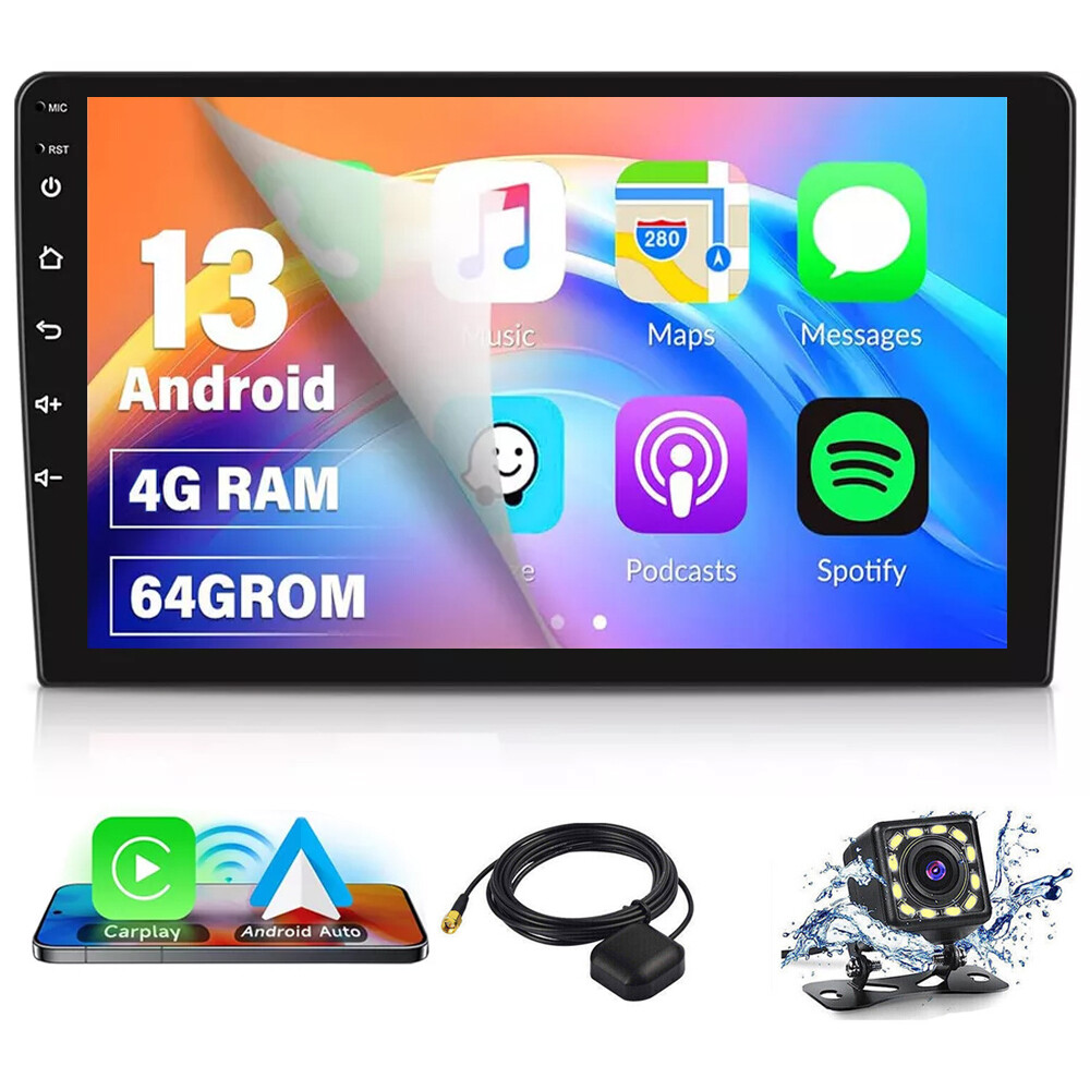 10.1″ 2 Din Android 13 4+64G Apple Carplay Car Stereo Radio GPS Navi WIFI Camera