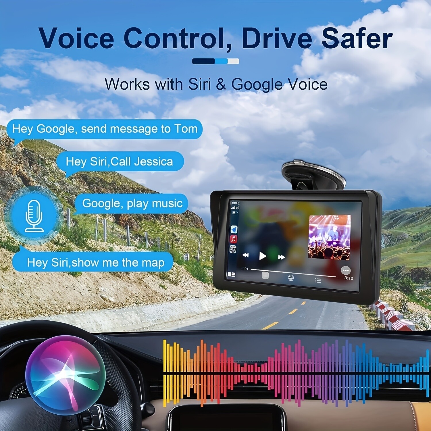 Portable Wireless Carplay Android Auto Car Radio Multimedia Player Mirror Link