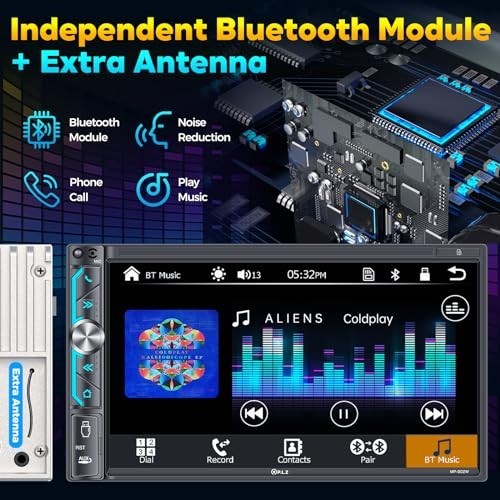7″ Wireless Double Din Car Stereo – Apple CarPlay, Android Auto, Bluetooth 5.3,