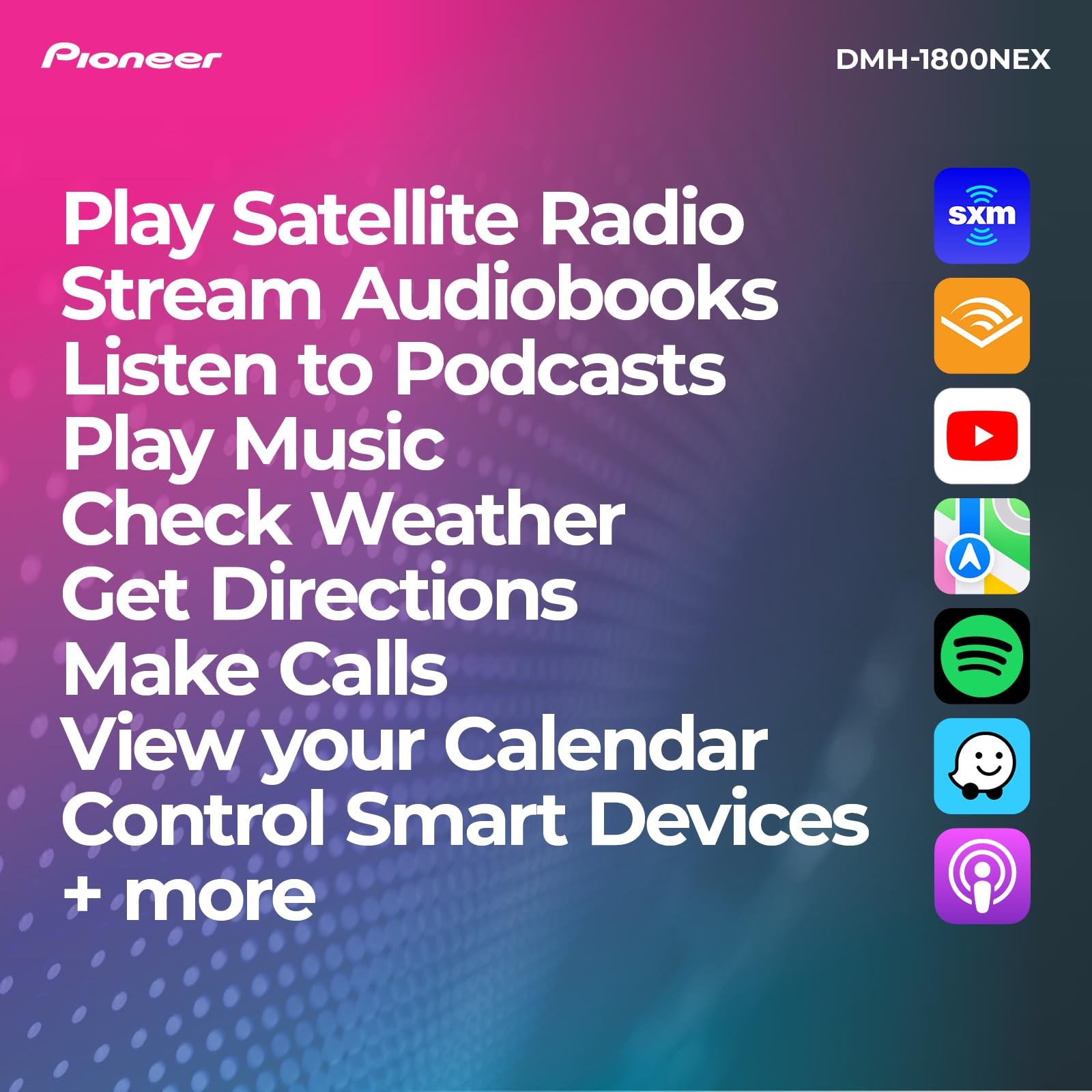 Pioneer DMH-1800NEX 6.8″ Double-Din Digital Multimedia Receiver – Built in Bl…