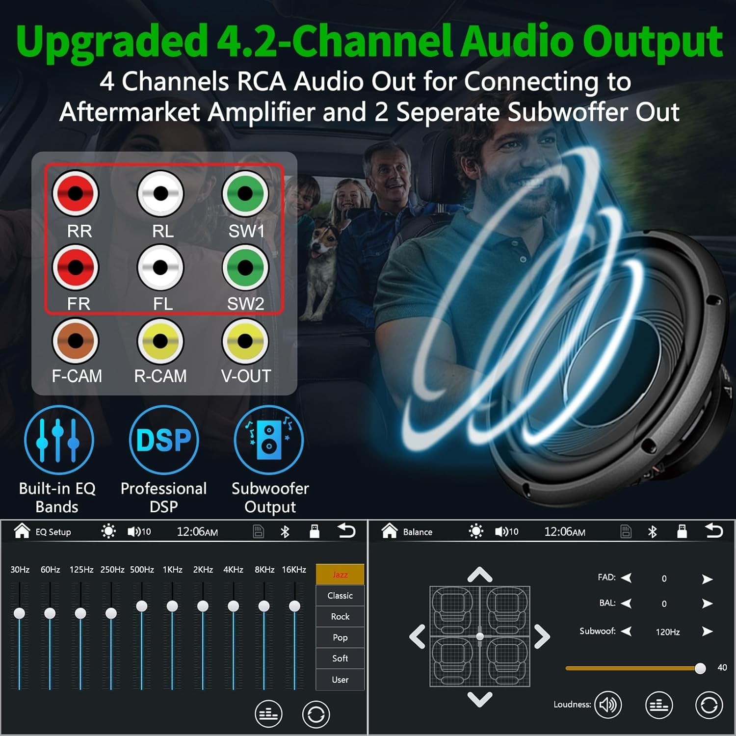 7″ Double Din Car Stereo QLED Wireless Apple CarPlay Android Auto 240W Dash &