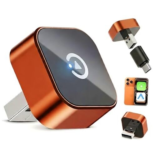 2026 Wireless CarPlay & Android Auto Adapter, 2-in-1 Mini Adapter for iPhone &