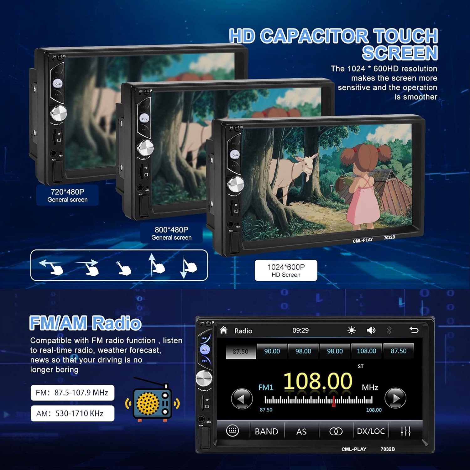✅ 7 Inch Double Din Car Stereo Radio w/ Apple Carplay & Android Auto Backup Cam