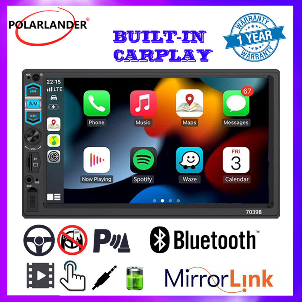 7″ 1Din Car Stereo Wired Carplay Android Auto USB HD Bluetooth Mirror Link Radio
