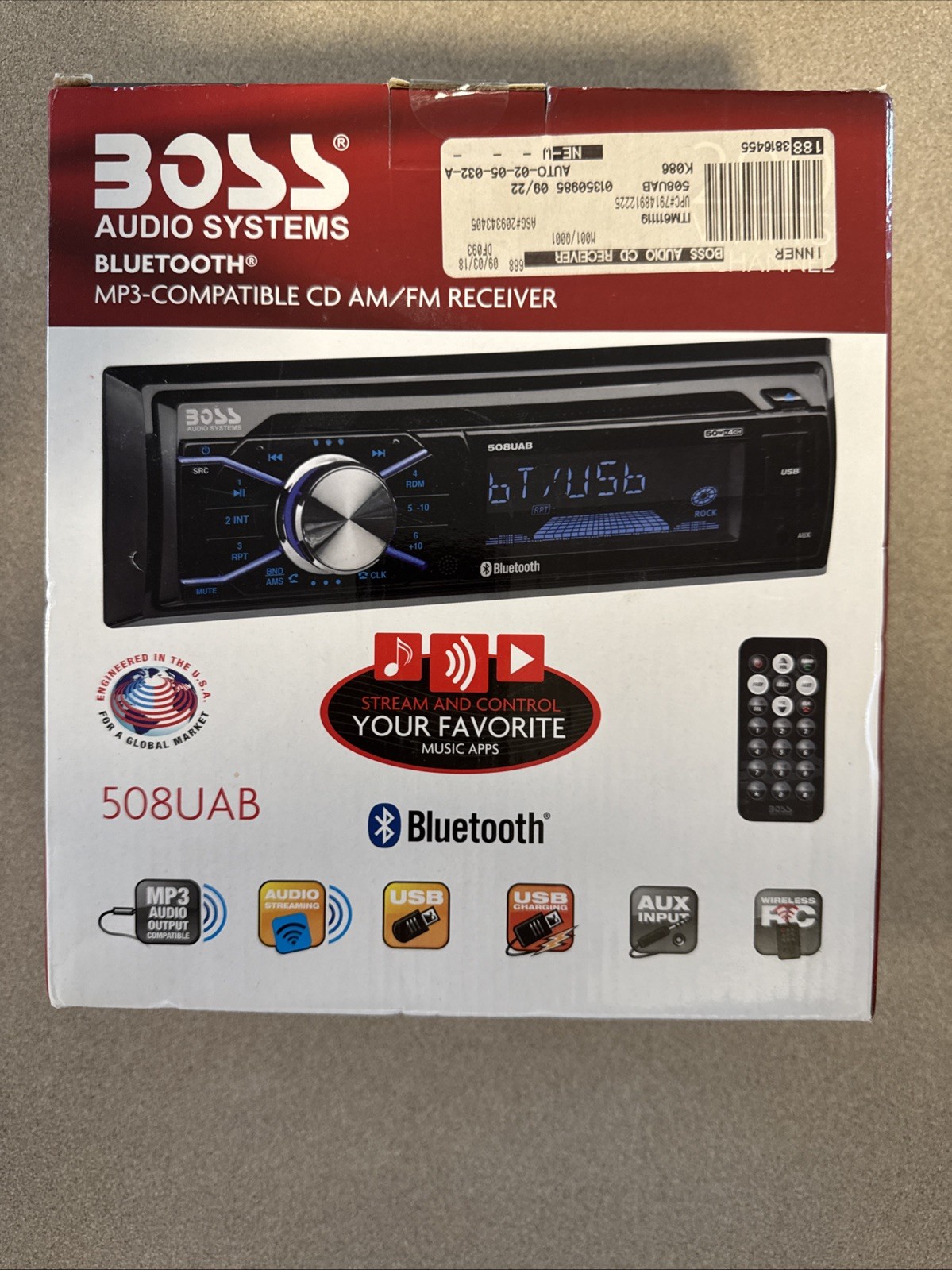 BOSS Audio Systems 508UAB Car Stereo With Bluetooth – Single Din, CD Player,NIB