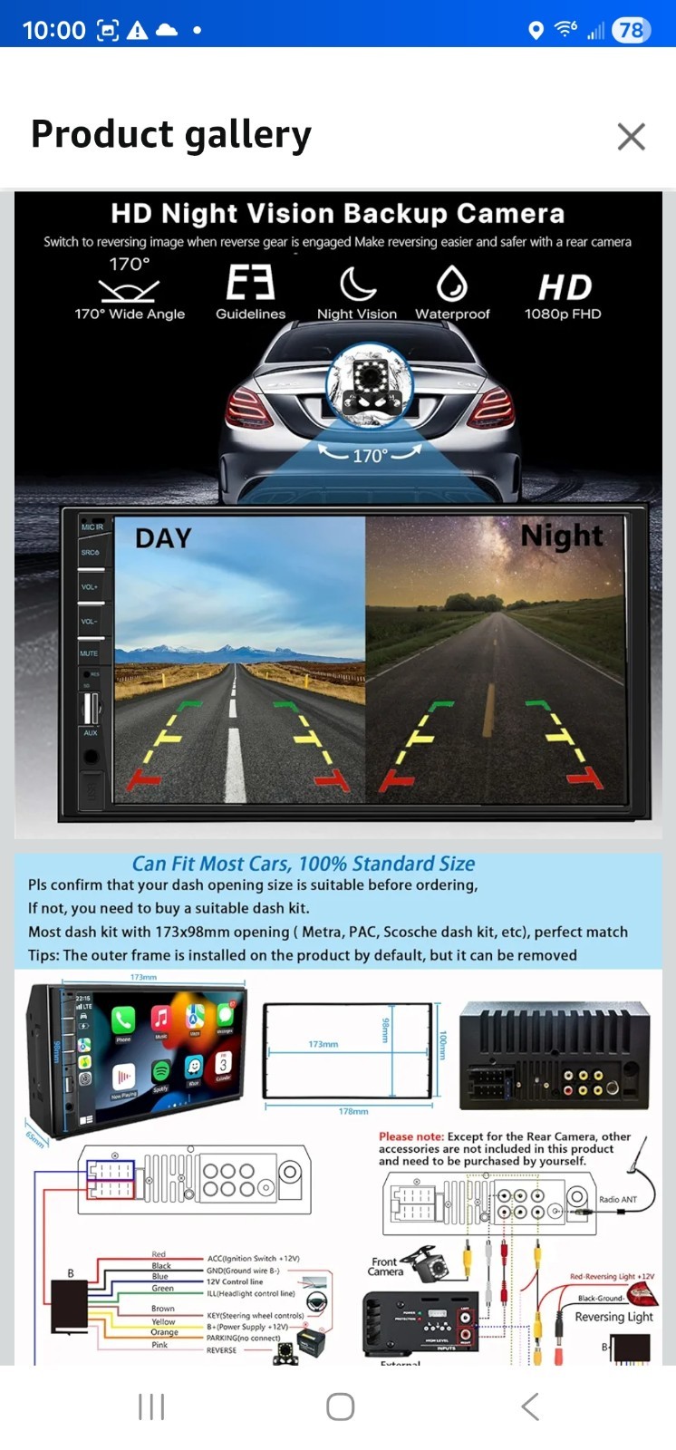 7” Car Stereo 2 Din Radio Touchscreen w/2 Backup Cameras Car Audio Mirror Link
