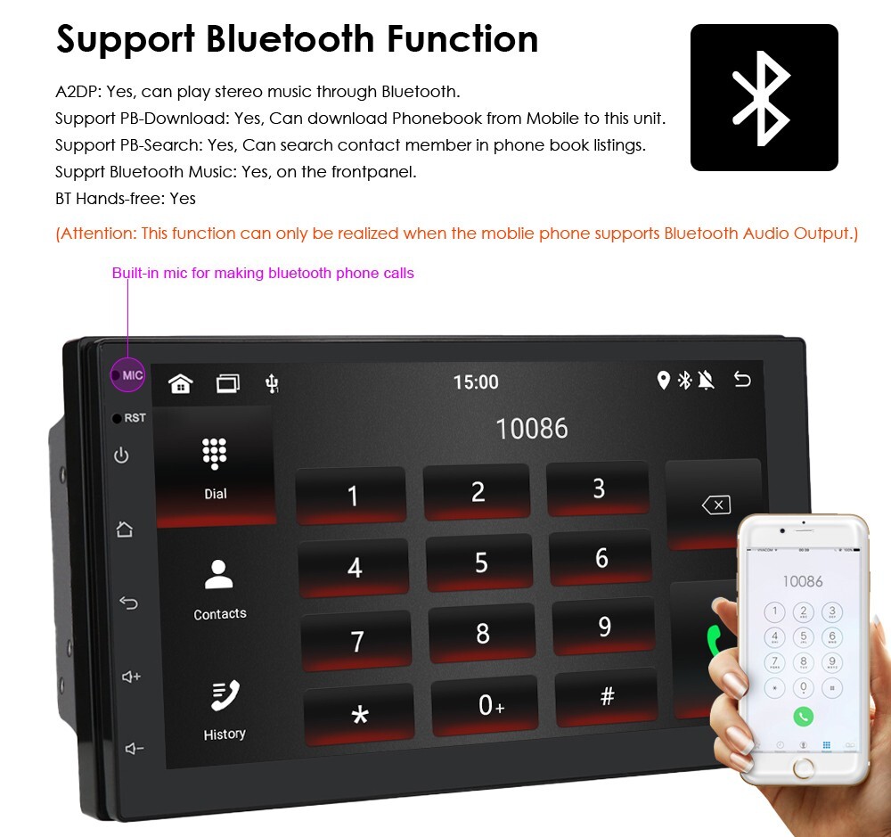 7″ Double 2Din Car Stereo CarPlay FM Radio WiFi GPS Navigation Head Unit +Camera