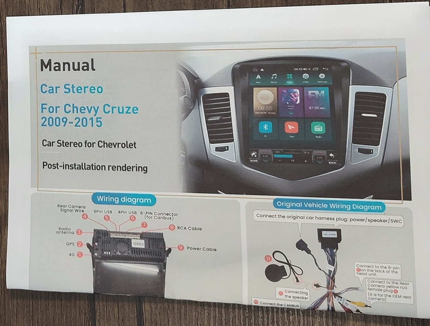 8+128GB Carplay for 2009-15 Chevy Cruze 9.7″Android13 Car Radio Stereo GPS Navi