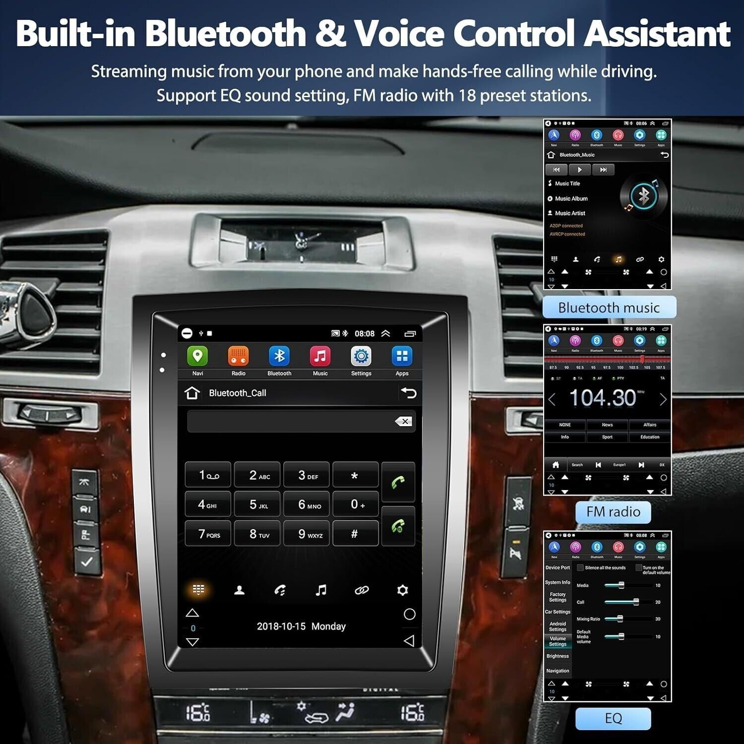 USED 9.7” Car Radio GPS Android Carplay 2+32GB For Cadillac Escalade 07-14