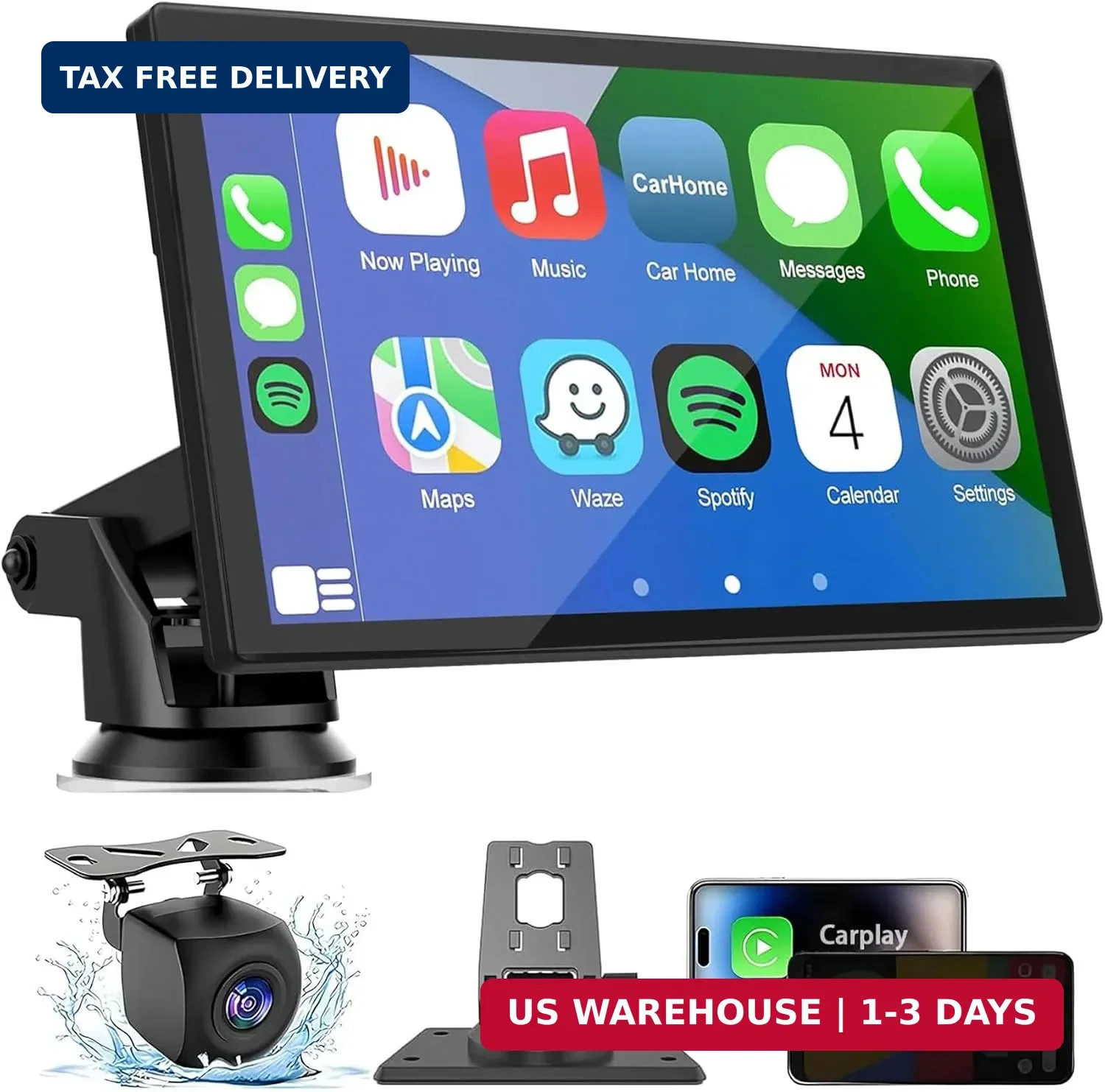 Carplay Screen for Car, 7” Wireless CarPlay & Android Auto- Upgrade Portable To