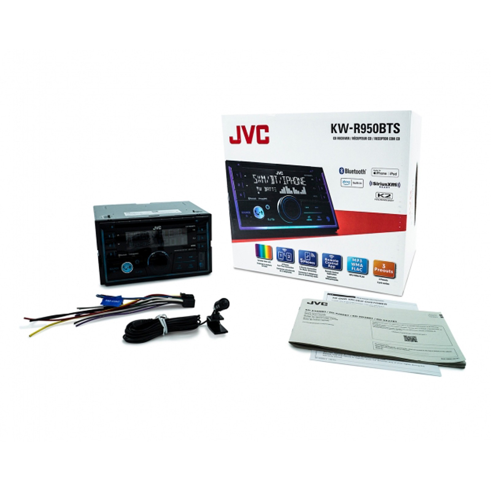 JVC KW-R950BTS 2-DIN CD Receiver, Bluetooth, USB, SiriusXM, Alexa, 13-Band EQ