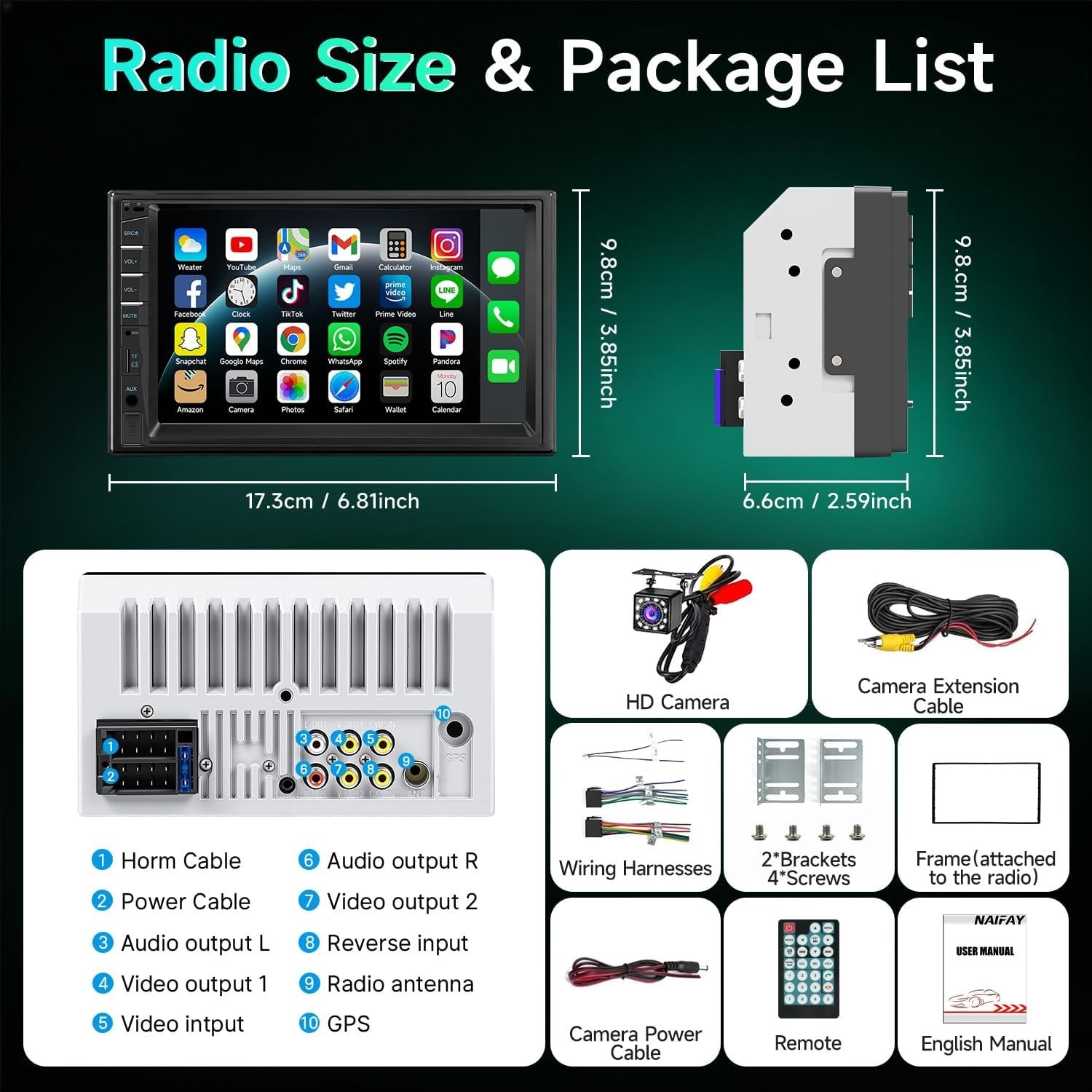 Advanced Double Din Car Radio 7-Inch Touchscreen with FM, USB & Mirror Link