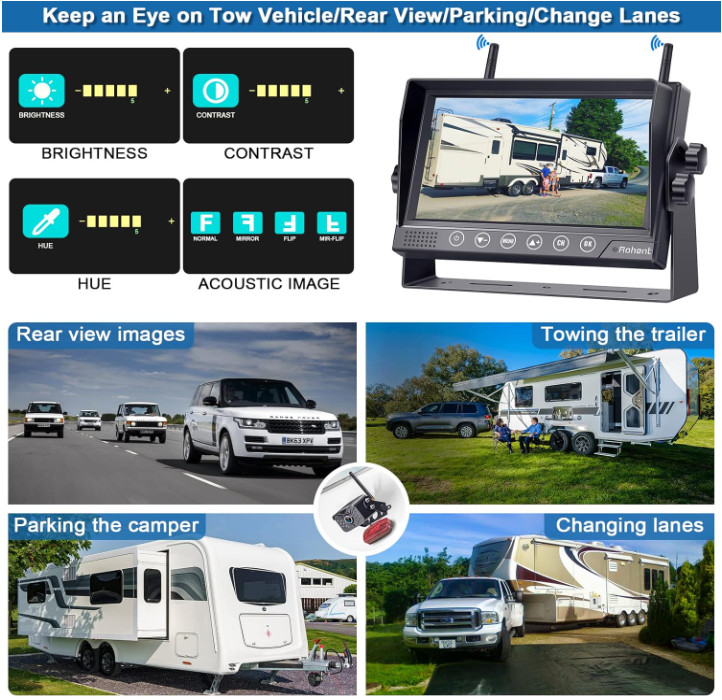 Cámara de Reversa RV HD1080P con 2 Cámaras, DVR y Pantalla Táctil 7”. Nuevo