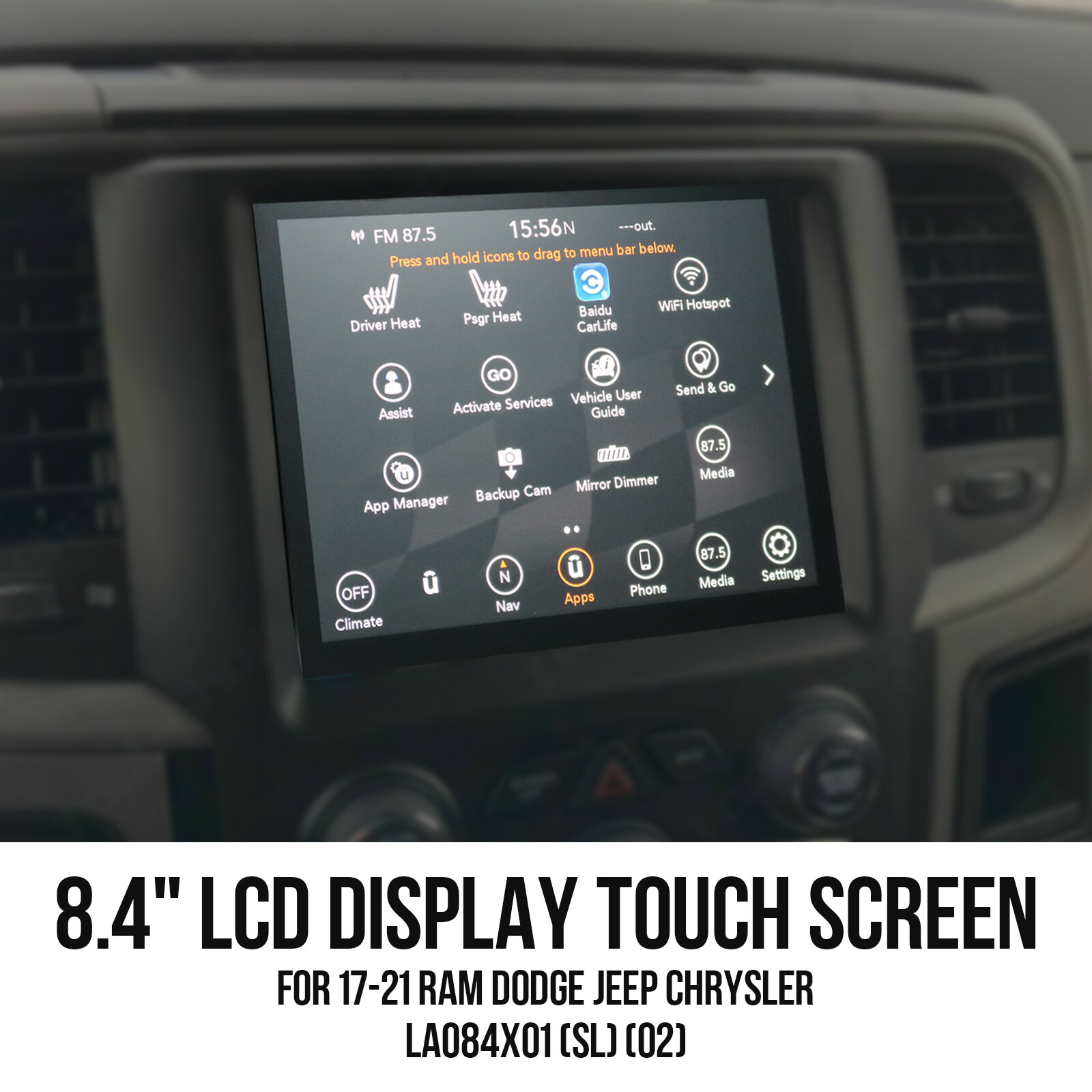 17-22 Replacement 8.4″ Uconnect 4C UAQ LCD Display Touch Screen Radio Navigation