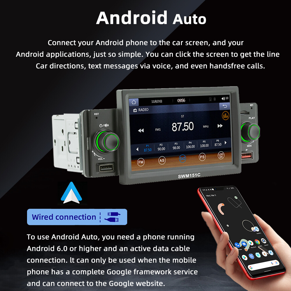 5”1Din Car Steroe Radio Touch Screen Apple Carplay Android Auto MP5 Player USB
