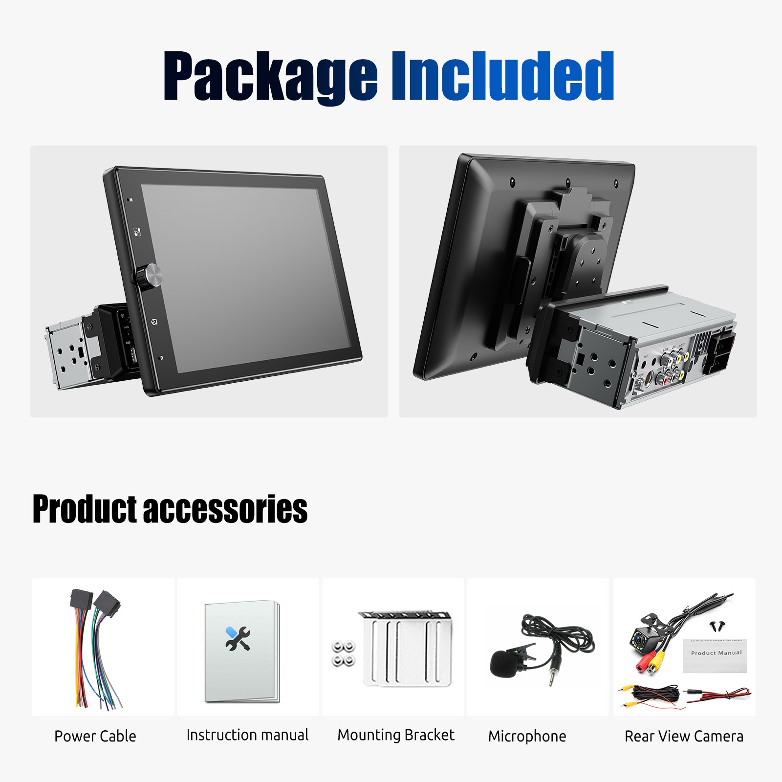 10.4″ Single 1 DIN Apple CarPlay Android Auto Car Stereo Head Unit USB CAM GPS