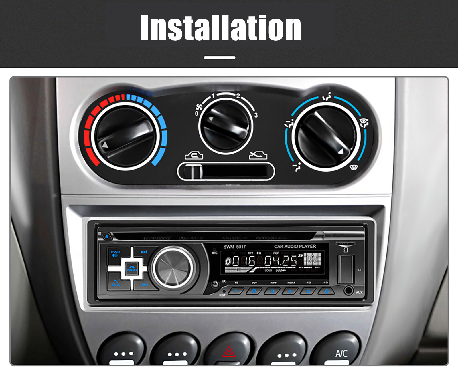 1DIN Car Stereo Bluetooth DVD Radio CD MP3 Player USB/AUX/ FM In-dash Audio New