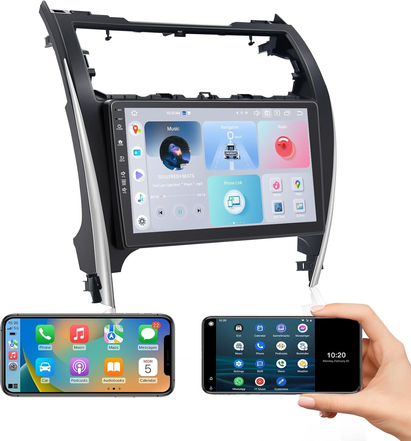 Roadanvi 10.2″ Car Stereo for Toyota Camry 2012-2014 Android Auto Carplay Radio