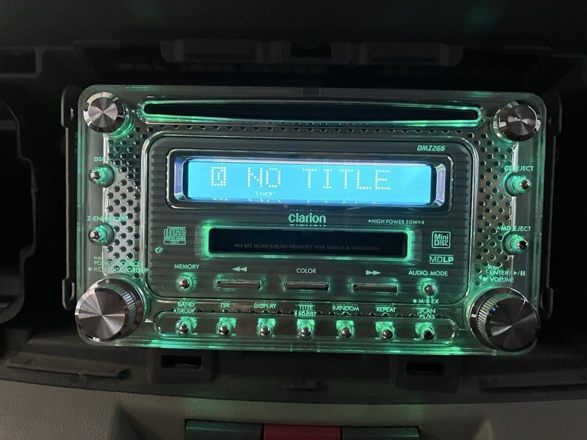 Clarion DMZ266 MDLP AUX 2-DIN CD MD Player Car Audio Head Unit Deck Used Japan