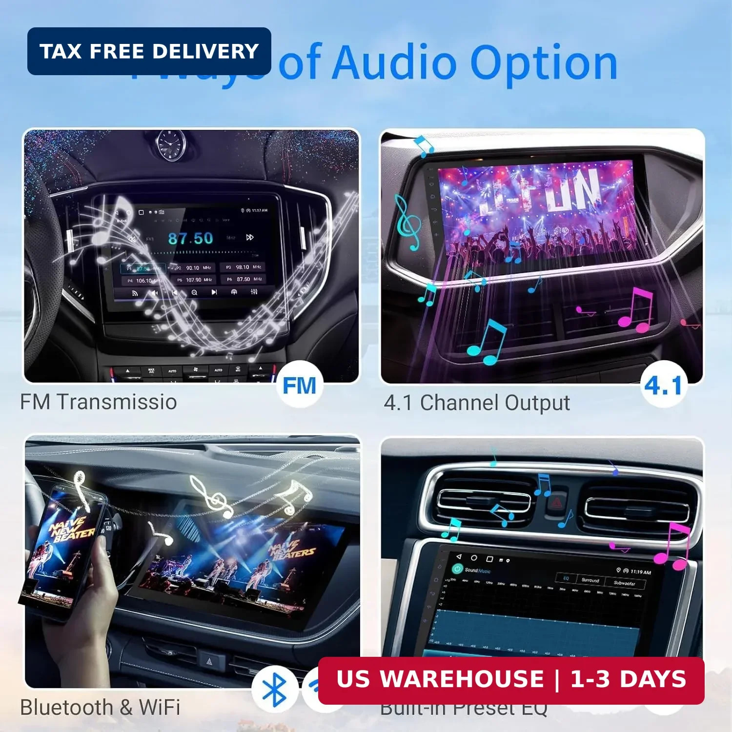 Haudio Double Din Android 13 Car Stereo Receiver – 10.1″ Universal HD Touchscree