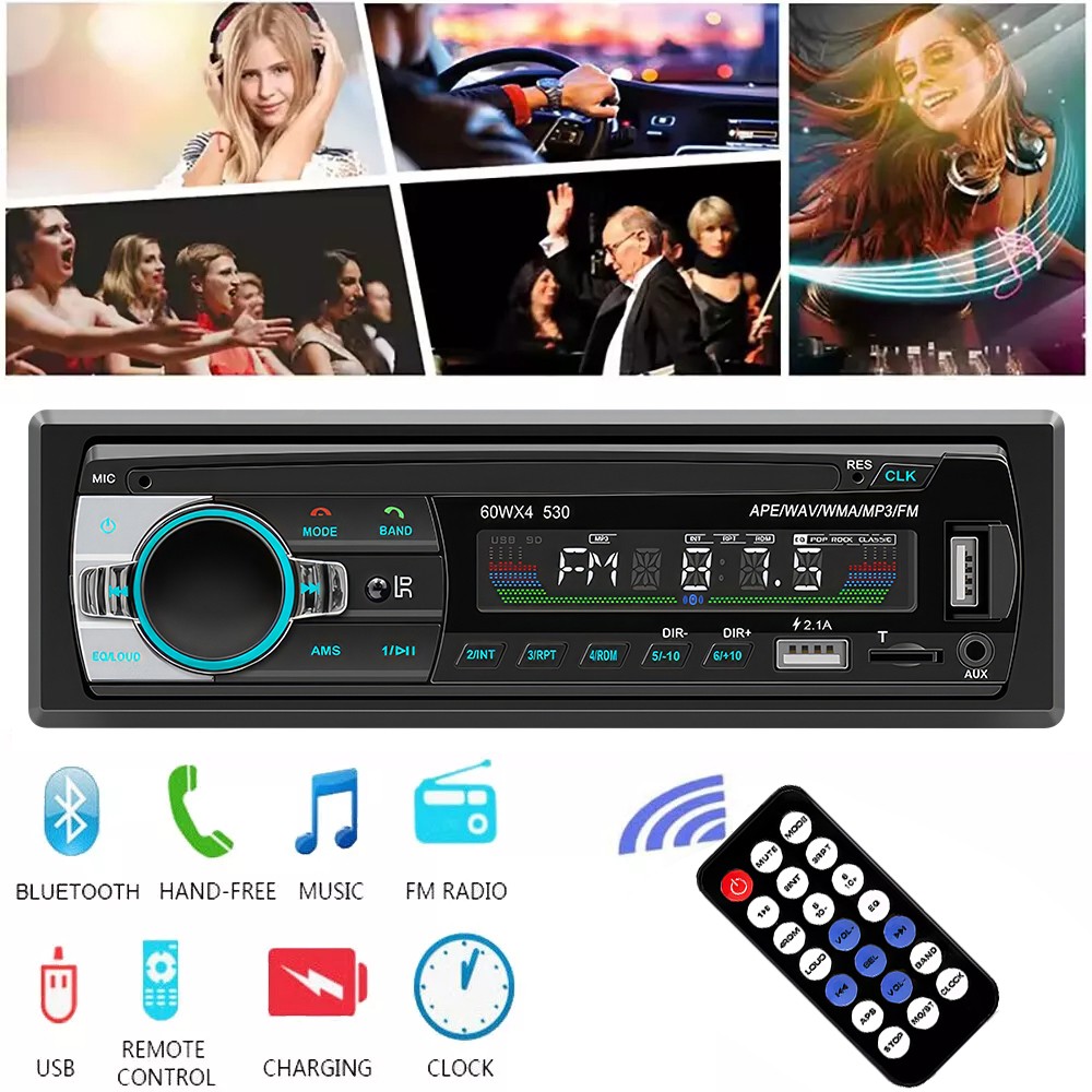 Single 1 DIN Car Stereo Radio Bluetooth MP3 Player AUX USB AM FM Audio Receiver