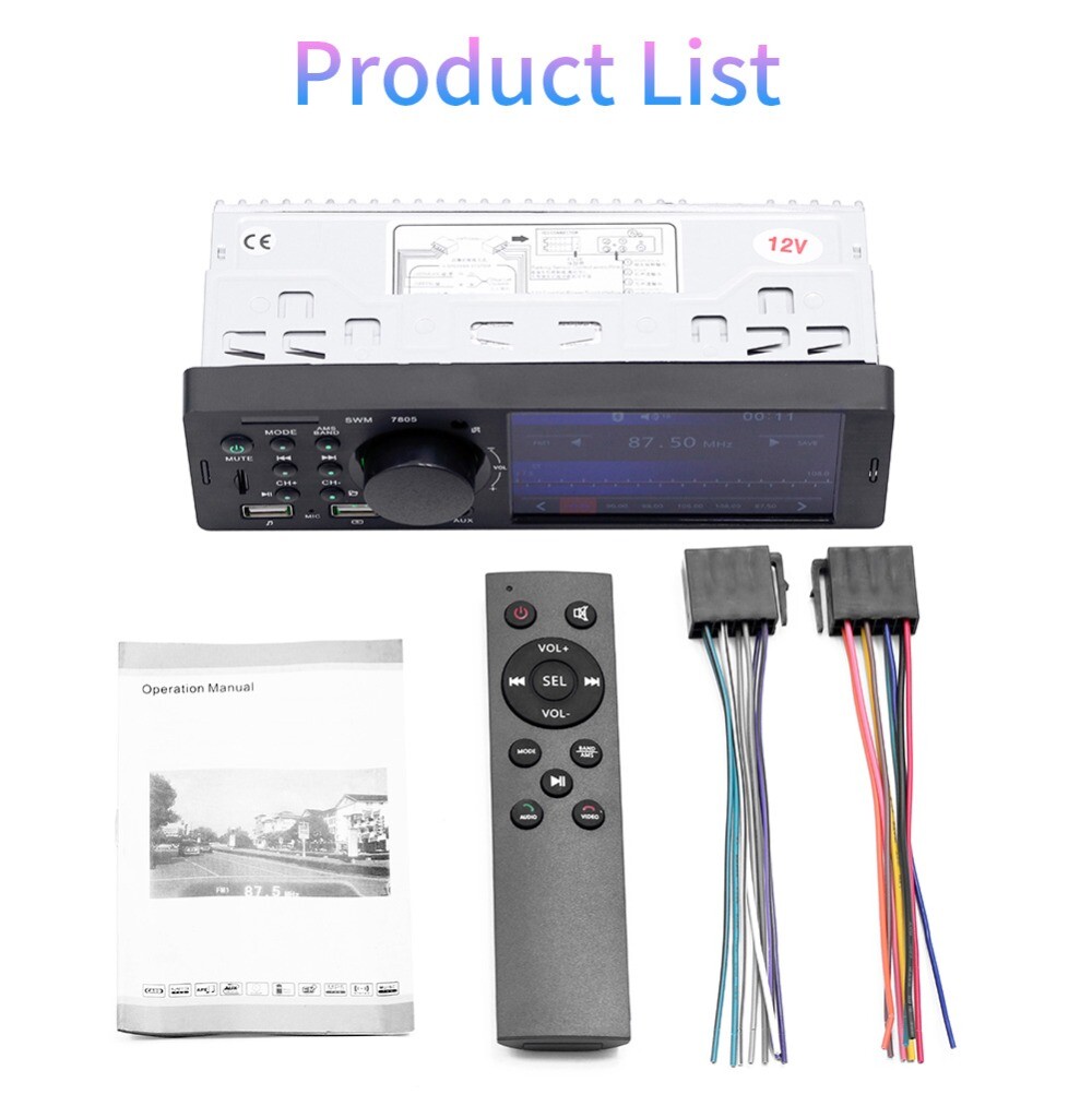 Single 1 Din 4″ Touch Screen Bluetooth TF/USB/AUX MP5 Player Car Stereo Radio