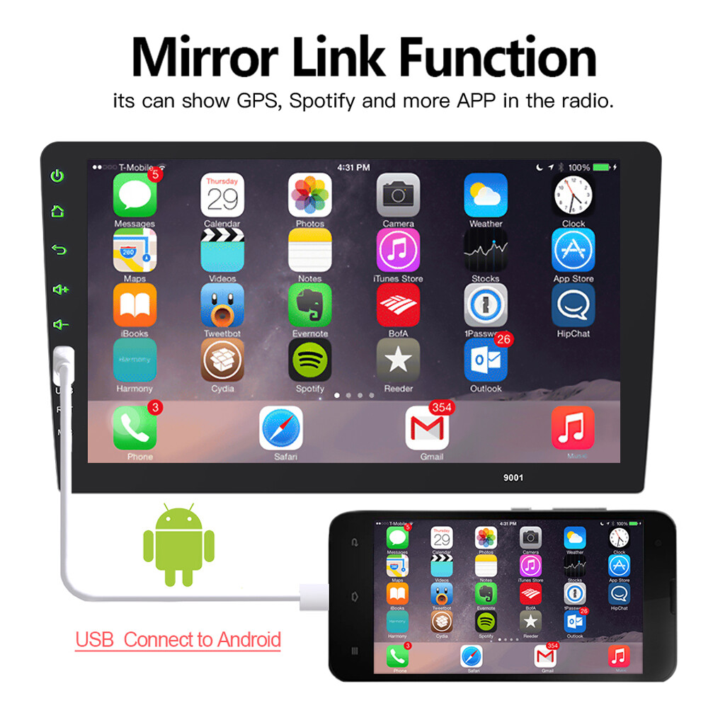 9″ Single Din Car Stereo MP5 Carplay Radio Touch Screen Bluetooth Player+Camera