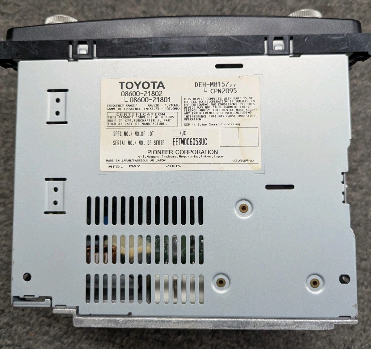 2004-2007 Scion Tc Pioneer Am Fm Cd Mp3 Wma Aux Sat Stereo #08600-21800
