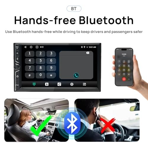 Double Din Car Stereo, 7″ QLED Touchscreen 1280×720, 2GB RAM 64GB ROM,